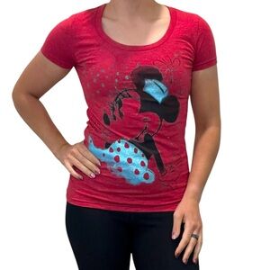 Disney Store Like New Pink Sparkly Minnie Mouse Tee Shirt Women Extra Small